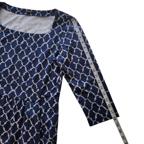 J. McLaughlin Printed Dress Knit Scoop Neck w/ Pockets & 3/4 sleeves sz L - Picture 7 of 11